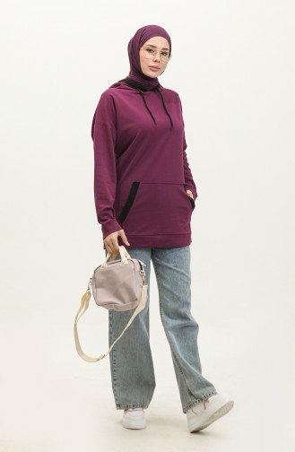Women s Double Color Garnished Sweatshirt  1703-02 Purple 1703-02