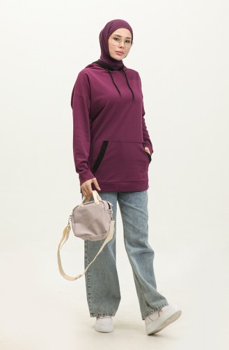 Sweat Femme Garni Double Couleur 1703-02 Pourpre 1703-02