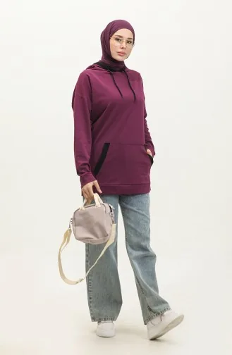 Sweat Femme Garni Double Couleur 1703-02 Pourpre 1703-02