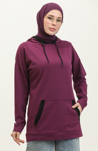 Women s Double Color Garnished Sweatshirt  1703-02 Purple 1703-02