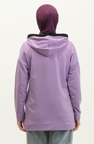 Kadın Çift Renk Garnili Sweat shirt 1703-03 Lila