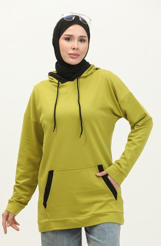 Sweat Femme Garni Double Couleur 1703-04 Vert Pistache 1703-04