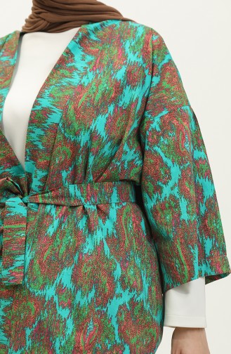 Desenli Kimono Takım 2424-01 Yeşil