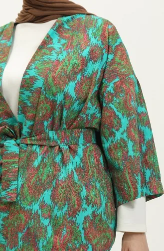 Costume Abaya à Motifs 2424-01 Vert 2424-01