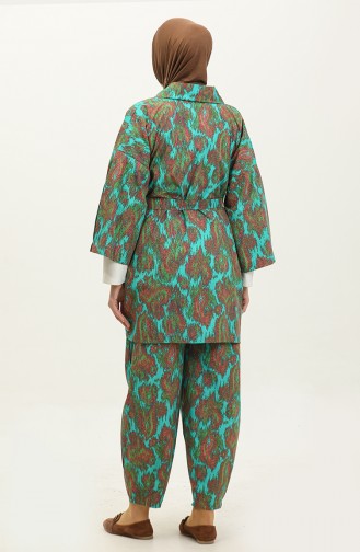 Patterned Abaya Suit 2424-01 Green 2424-01