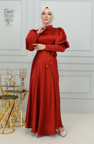 Abendkleid Mit Detaillierten Körbchenärmeln 6084-01 Dunkle Fliese 6084-01