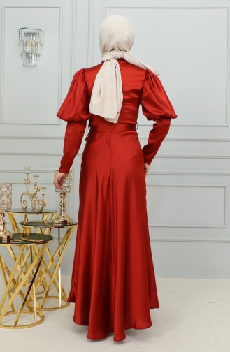 Robe De Soirée Coupe Détaillée à Manches 6084-01 Carreau Foncé 6084-01