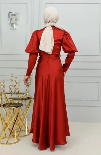 Abendkleid Mit Detaillierten Körbchenärmeln 6084-01 Dunkle Fliese 6084-01