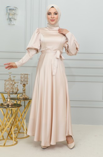 Abendkleid Mit Detaillierten Körbchenärmeln 6084-04 Puder 6084-04