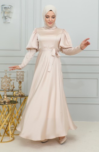 Abendkleid Mit Detaillierten Körbchenärmeln 6084-04 Puder 6084-04