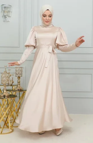 Abendkleid Mit Detaillierten Körbchenärmeln 6084-04 Puder 6084-04
