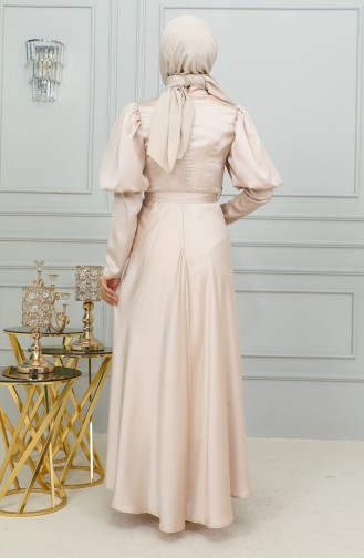 Abendkleid Mit Detaillierten Körbchenärmeln 6084-04 Puder 6084-04