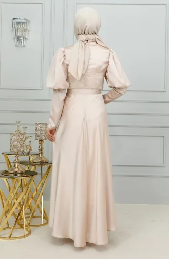 Abendkleid Mit Detaillierten Körbchenärmeln 6084-04 Puder 6084-04