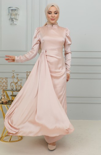 Abendkleid Aus Satin Mit Faltendetail 6154-01 Puder 6154-01