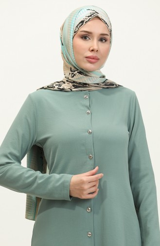 Düğmeli Uzun Tunik 1010-03 Çağla Yeşili 1010-03