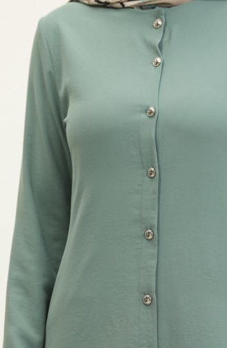 Düğmeli Uzun Tunik 1010-03 Çağla Yeşili 1010-03