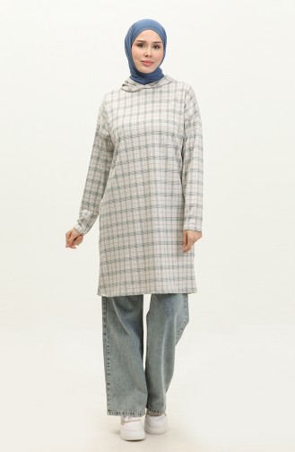 Hooded Jacquard Tunic 8675-01 Gray 8675-01