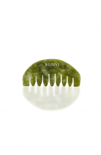 Yeşim Taşı Doğal Masaj Tarağı Green Jade Massage Comb 94-01 Yeşil