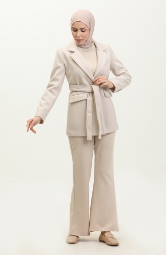 Jacke Mit Fischgrätmuster Beige C54 324