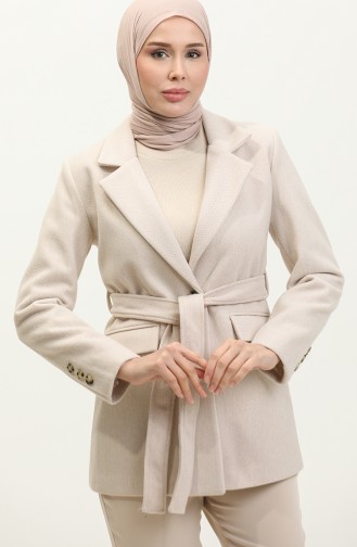 Jacke Mit Fischgrätmuster Beige C54 324