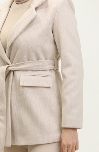 Jacke Mit Fischgrätmuster Beige C54 324