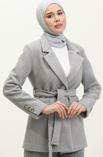 Jacke Mit Fischgrätmuster Grau C54 325