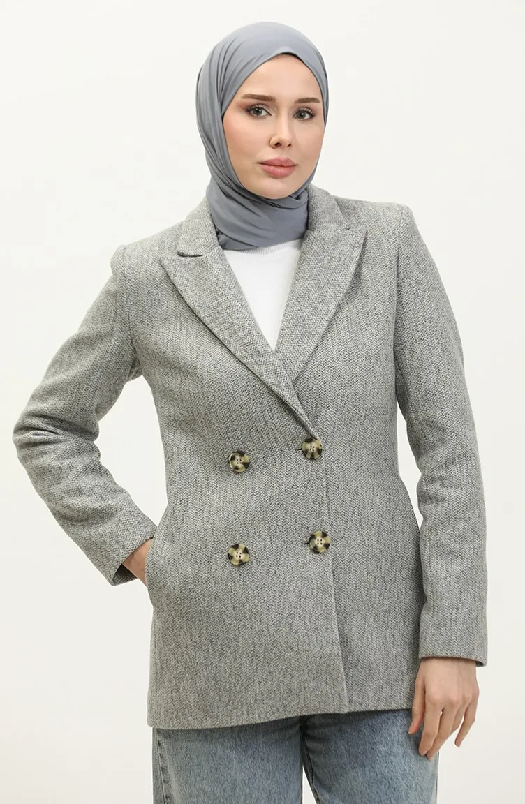 Bouton Détaillé Timbre Veste Grise C55 388