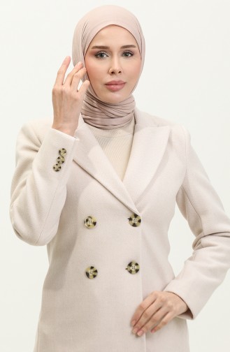 Button Detailed Stamp Beige Jacket C55 389