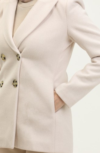 Button Detailed Stamp Beige Jacket C55 389