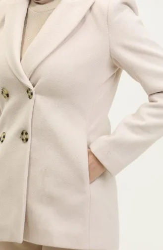 Button Detailed Stamp Beige Jacket C55 389