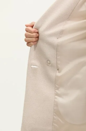 Button Detailed Stamp Beige Jacket C55 389