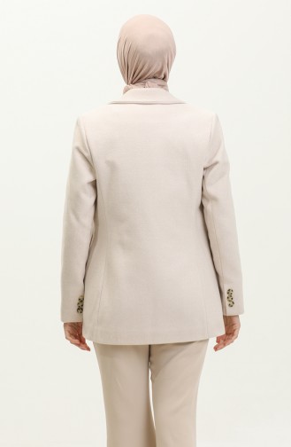 Button Detailed Stamp Beige Jacket C55 389