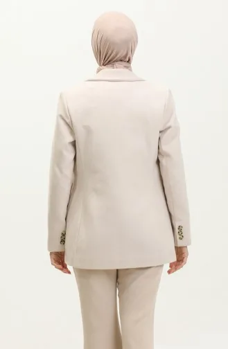 Button Detailed Stamp Beige Jacket C55 389