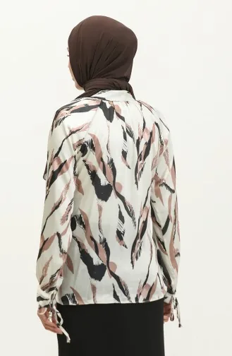 Patterned Satin Blouse Mink T1699 526