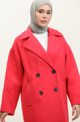 Manteau Cachemire Boutonné Rose K322 280