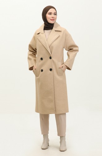 Manteau Cachemire Boutonné Beige K322 281