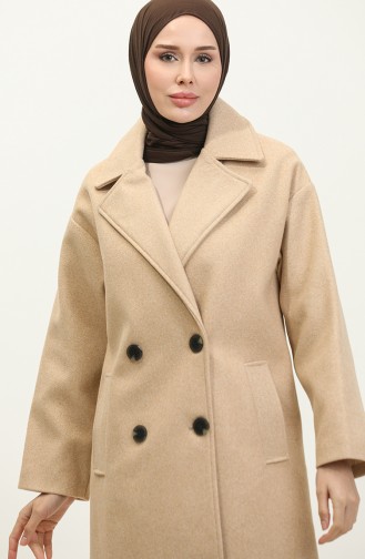 Buttoned Cashmere Coat Beige K322 281