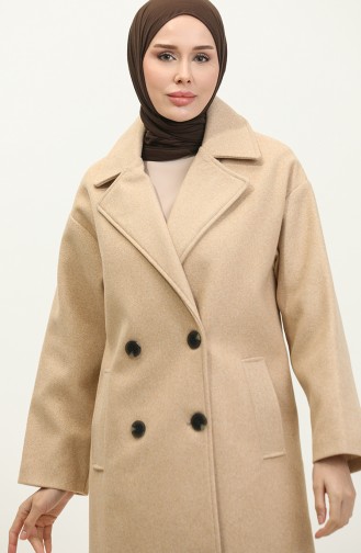 Manteau Cachemire Boutonné Beige K322 281