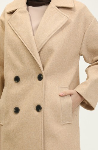 Manteau Cachemire Boutonné Beige K322 281