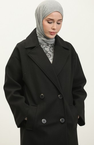 Buttoned Cashmere Coat Black K322 283