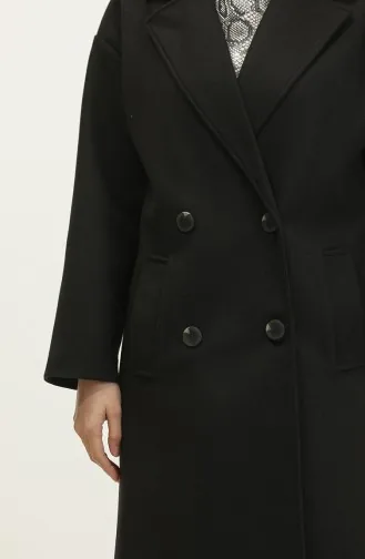 Geknöpfter Kaschmirmantel Schwarz K322 283