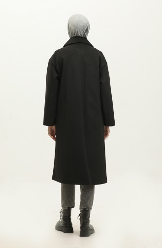 Buttoned Cashmere Coat Black K322 283