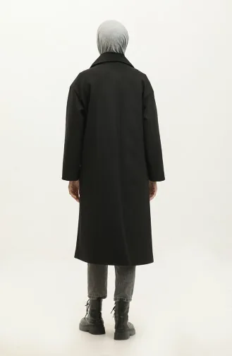 Geknöpfter Kaschmirmantel Schwarz K322 283