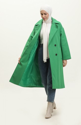 Manteau Boutonné Cachemire Vert K322 284