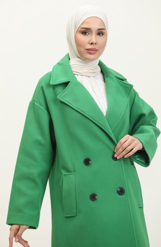 Manteau Boutonné Cachemire Vert K322 284