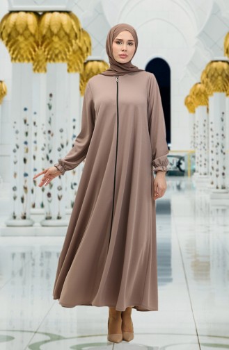 Mevlana Abaya 3085-01 Mink Met Ritssluiting 3085-01