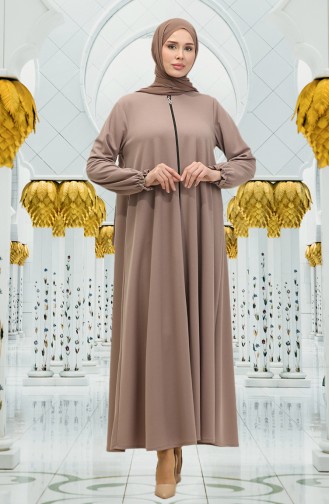 Zippered Mevlana Abaya 3085-01 Mink 3085-01