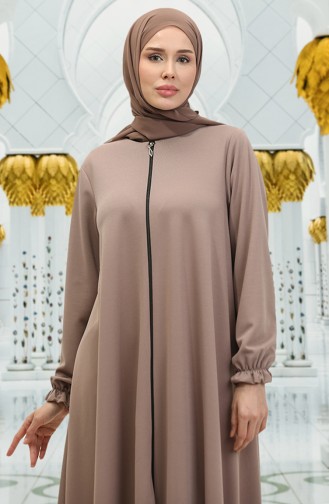 Zippered Mevlana Abaya 3085-01 Mink 3085-01