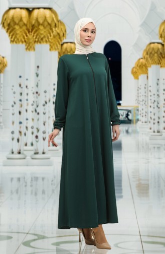 Abaya Mevlana A Fermeture 3085-02 Vert Emeraude 3085-02