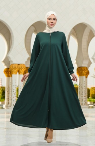 Zippered Mevlana Abaya 3085-02 Emerald Green 3085-02